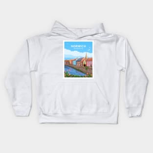 Norwich Quayside Houses, Norfolk England Kids Hoodie